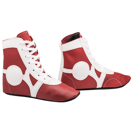 Купить Обувь для самбо SM-0102, кожа, красный Rusco в Кингисеппе 