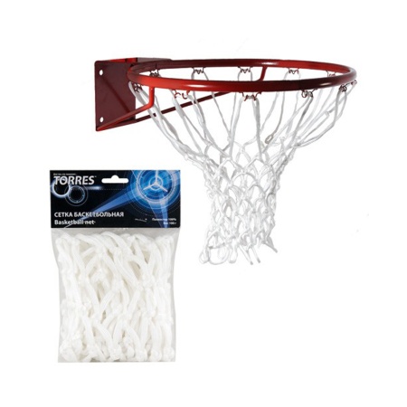 Купить Сетка баскетбольная Torres, нить 6 мм, белая в Кингисеппе 